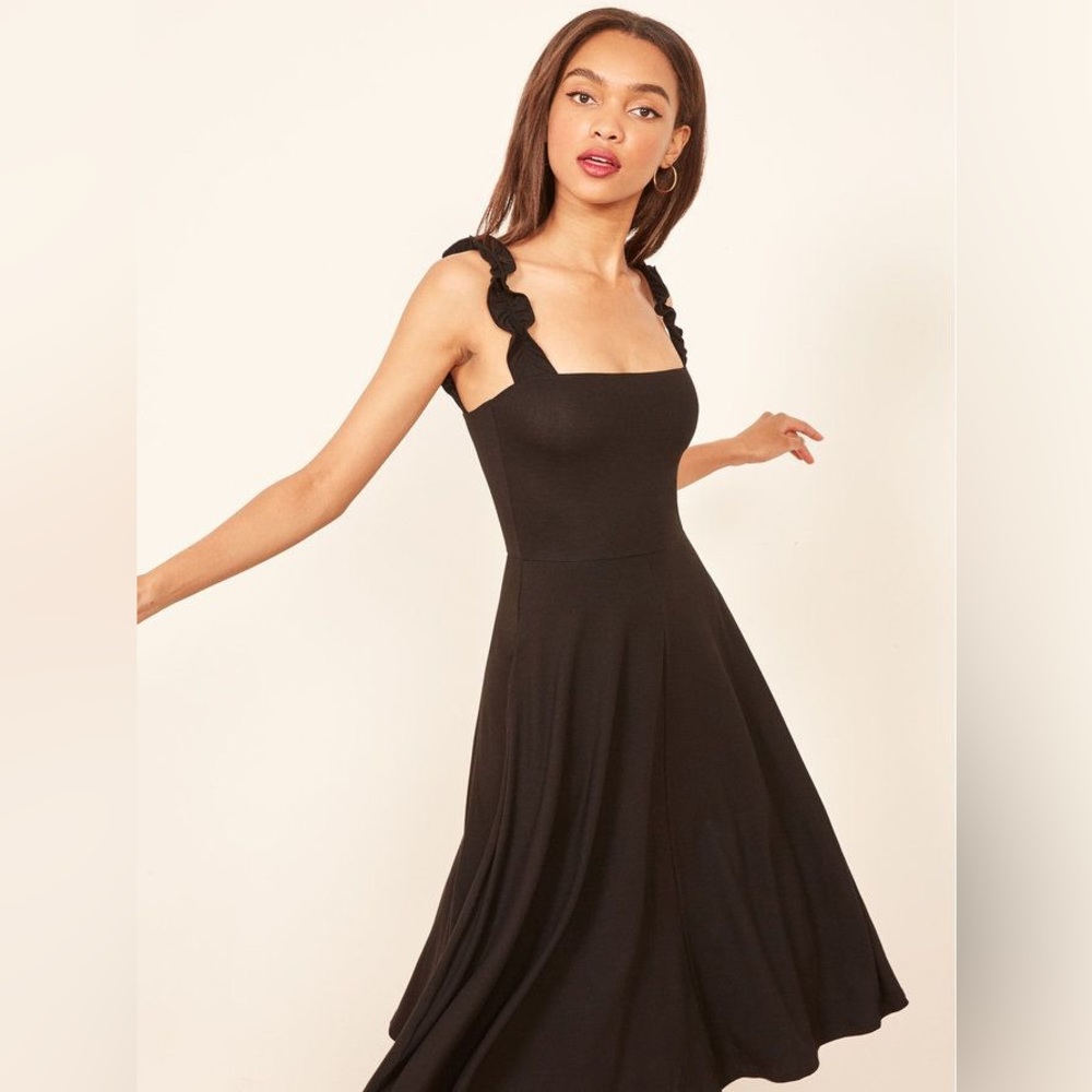 Reformation Eda Ruffle Strap Midi Dress